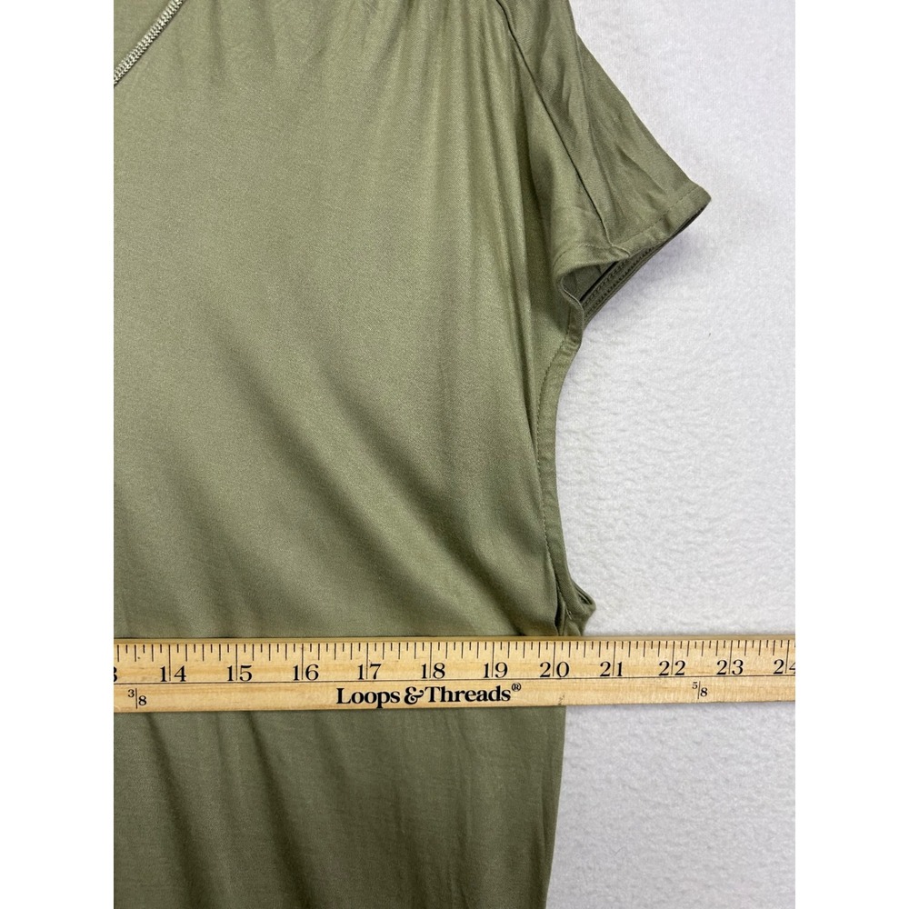 Minimalist Chicos Womens XL 3 Olive Green 100% Modal V-Neck Short Sleeve Top - Picture 4 of 10